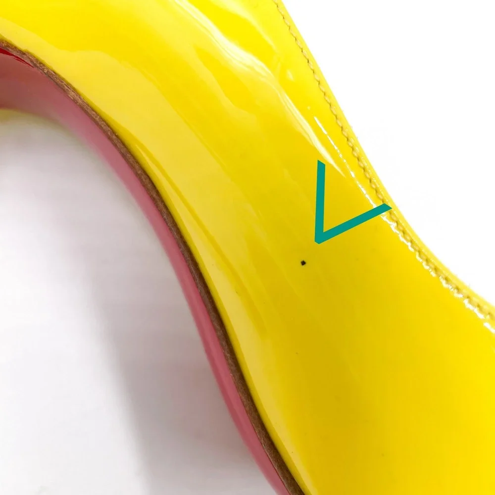 Christian Louboutin‎ So Kate Pumps Yellow Patent Leather Pointed Heels Sz 38 / 8